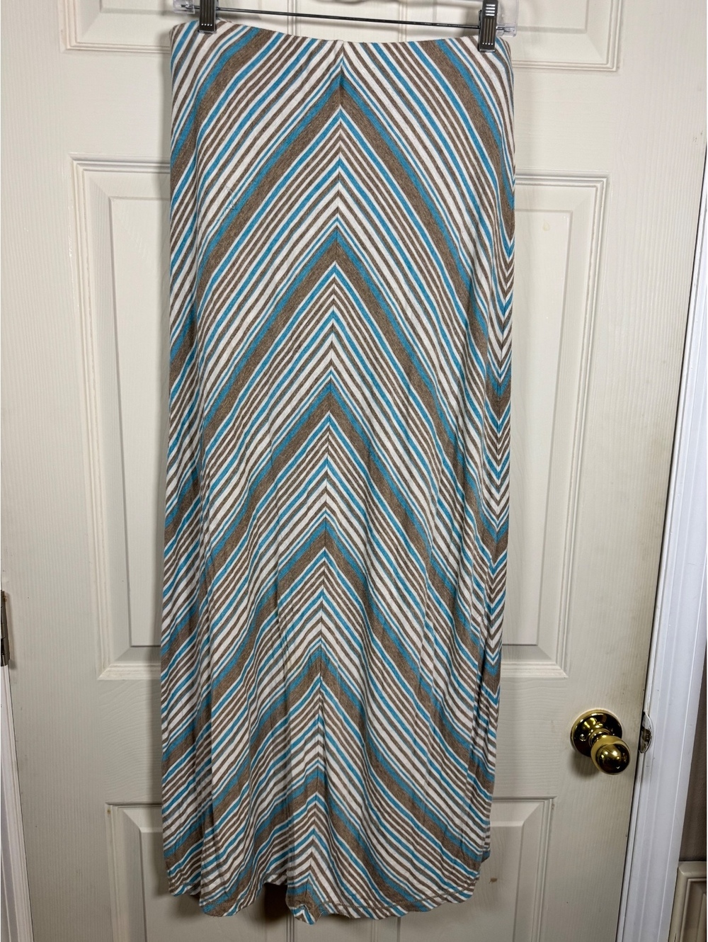 Max Edition Striped Maxi Skirt in Blue, Brown, and Cream - Size M